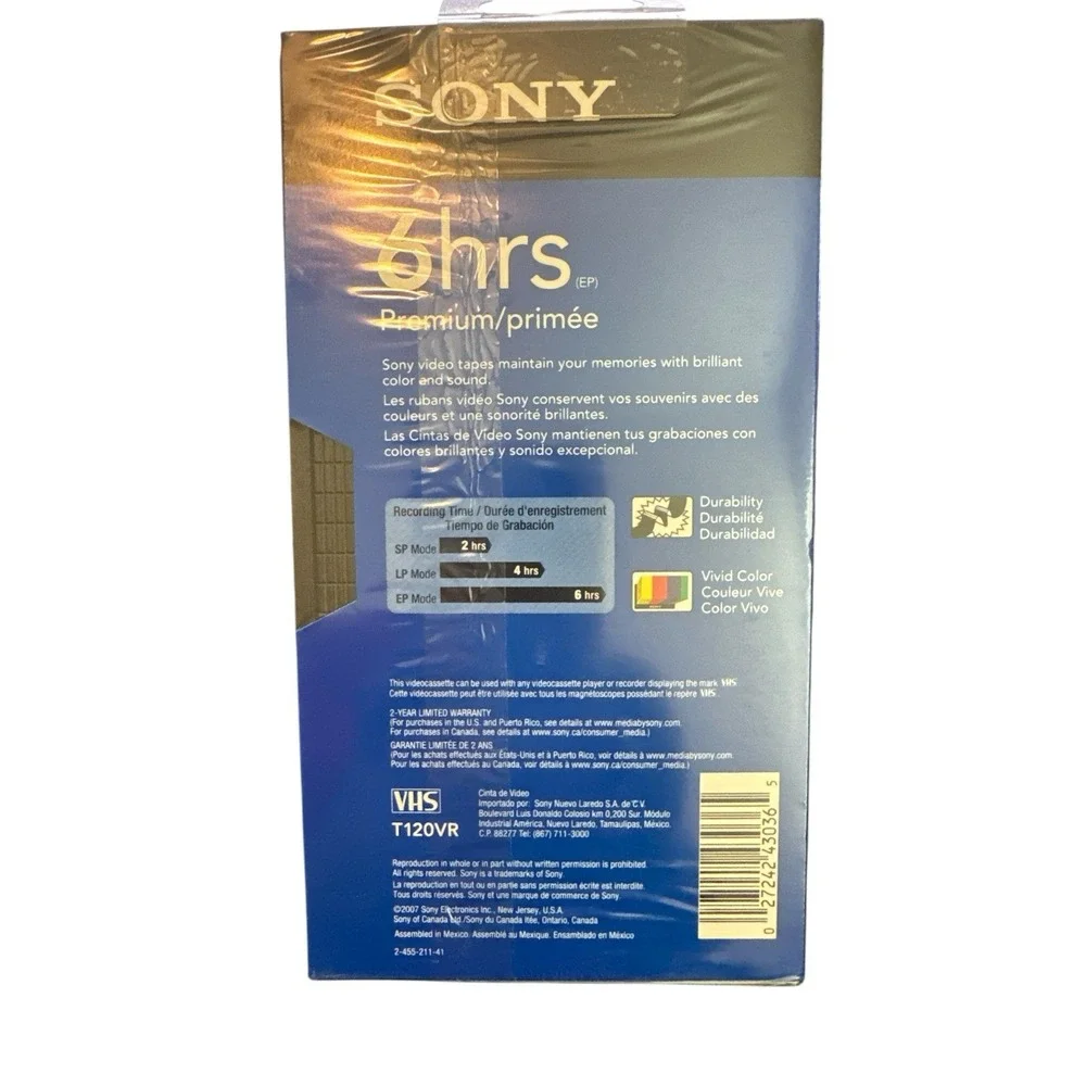 Sony VHS T-120VR 6HR Premium‎ Grade Blank Tapes Lot 5 Sealed | High Quality VTG